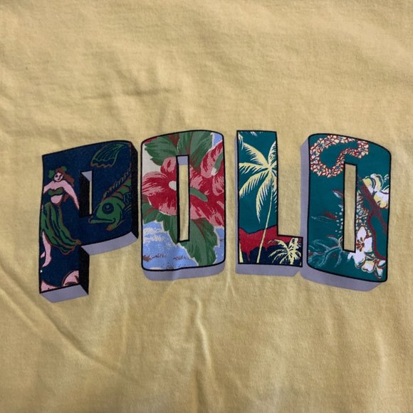 Vintage Polo Sport Yellow Hawaii T-Shirt Sz. XL - Picture 6 of 7